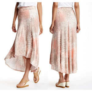 Tommy Bahama Skirt Large Pink Snake Reptile Midi High Low Pull On Stretch Casual